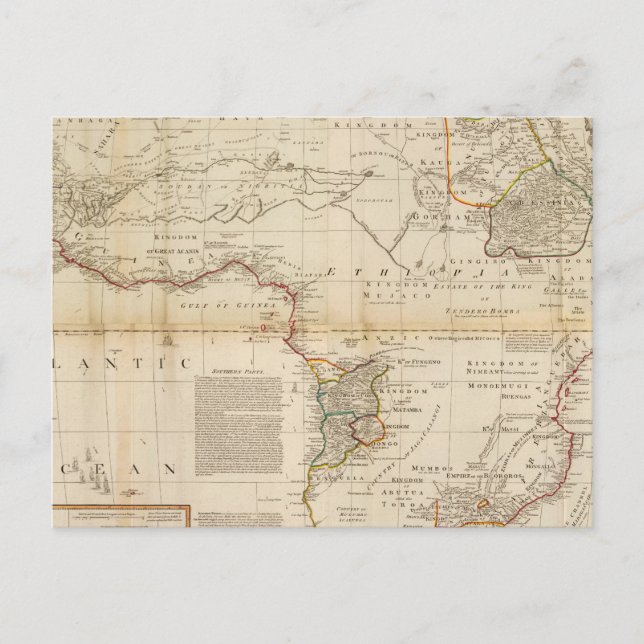 Composite Africa hand coloured map Postcard (Front)