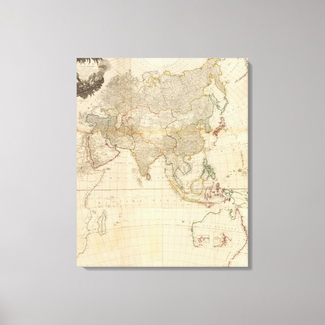 Composite Asia hand coloured map Canvas Print (Front)