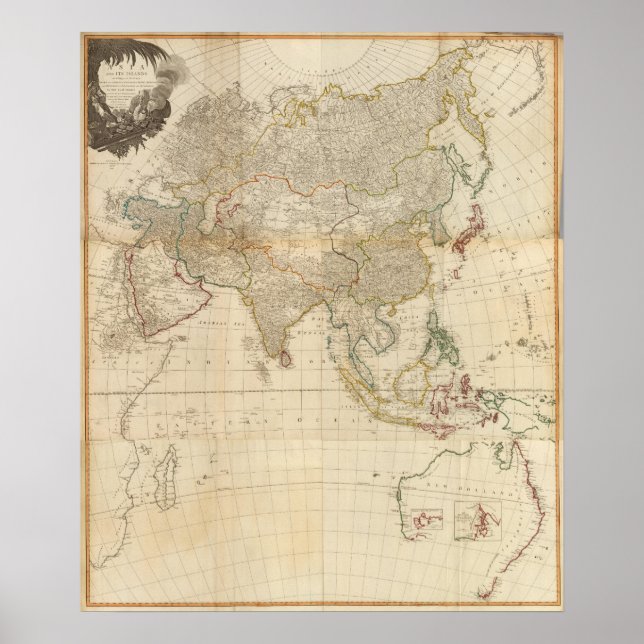 Composite Asia hand coloured map Poster (Front)