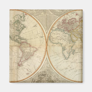 Composite World hand coloured map Magnet