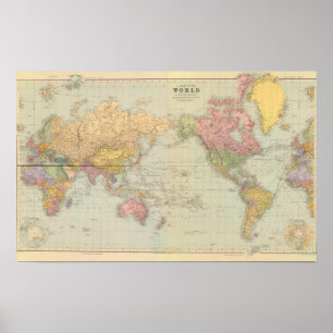 Composite World on Mercator's projection Poster
