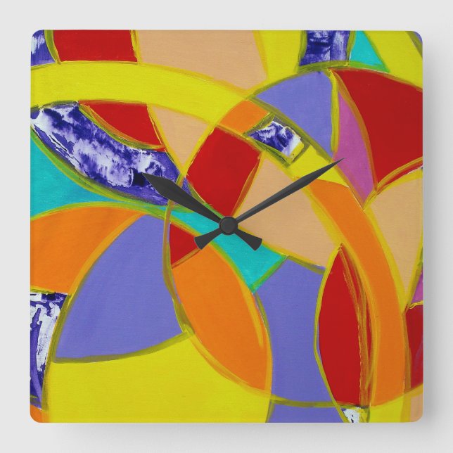 Composition #5 by Michael Moffa Square Wall Clock (Front)