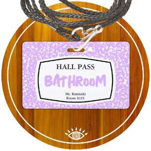 composition book bathroom hall pass for educators ID badge