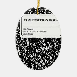 Composition Book Ceramic Tree Decoration