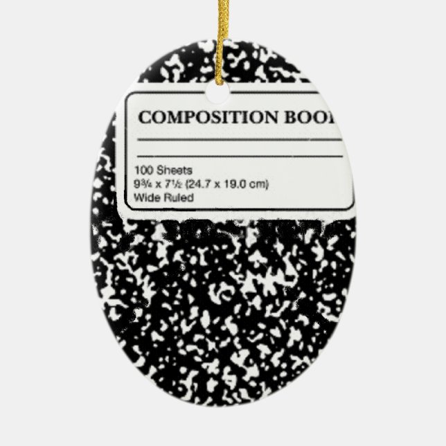 Composition Book Ceramic Tree Decoration (Front)