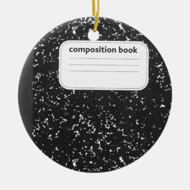 Composition Book Student Teacher Ceramic Tree Decoration (Front)