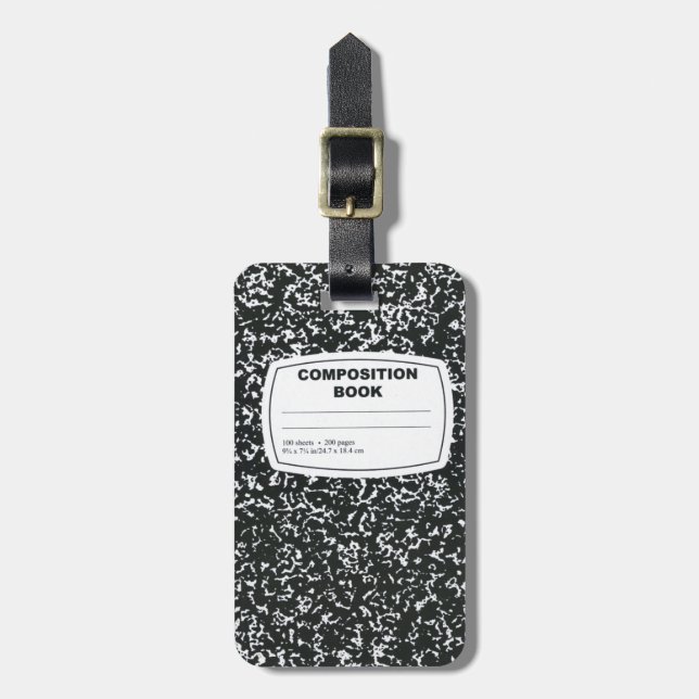 Composition Book Student Teacher Luggage Tag (Front Vertical)