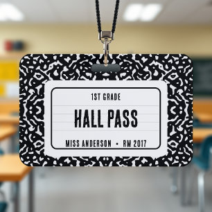 Composition Notebook Classroom Hall Pass Black ID Badge