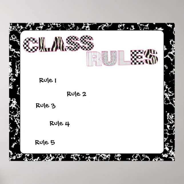 Composition Notebook Classroom Rules Poster (Front)