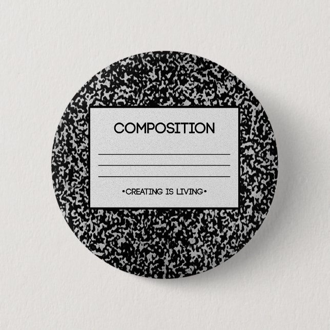 Composition Notebook Design 6 Cm Round Badge (Front)