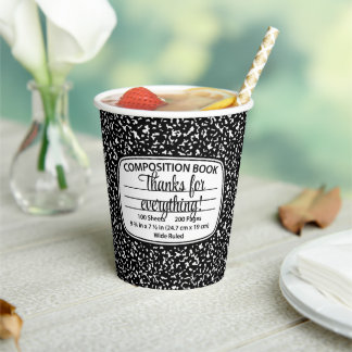 Composition Notebook Party Cups – Disposable Cups