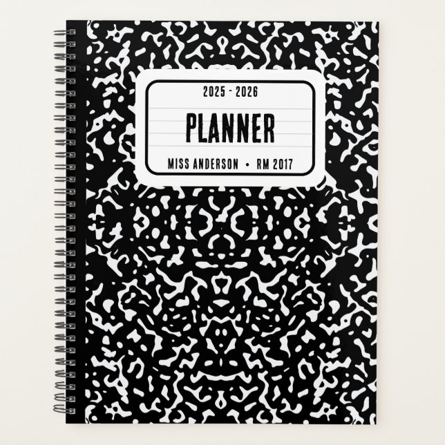 Composition Notebook Student School Teacher Black Planner (Front)