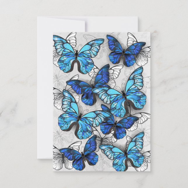 Composition of White and Blue Butterflies (Front)