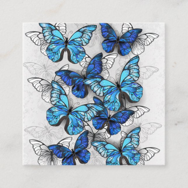 Composition of White and Blue Butterflies Appointment Card (Front)