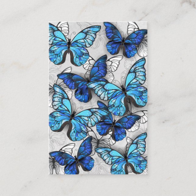 Composition of White and Blue Butterflies Appointment Card (Front)