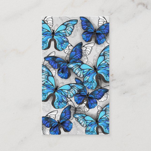 Composition of White and Blue Butterflies Appointment Card (Front)