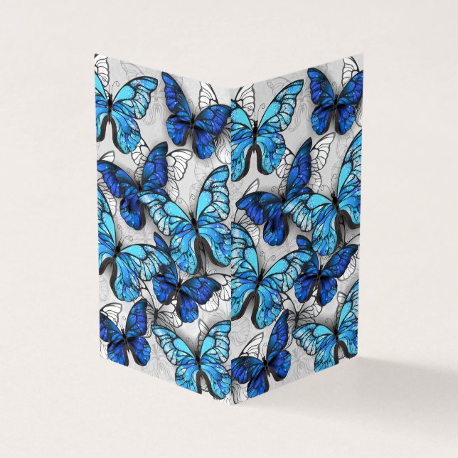 Composition of White and Blue Butterflies Business Card (Outside)