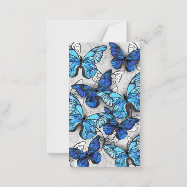 Composition of White and Blue Butterflies Card (Front)