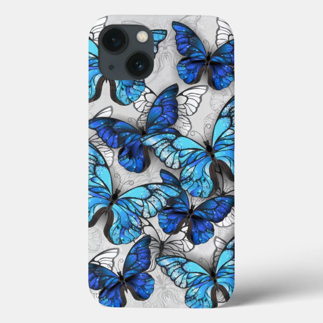 Composition of White and Blue Butterflies Case-Mate iPhone Case (Back)