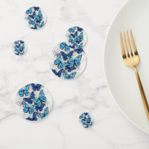 Composition of White and Blue Butterflies Confetti
