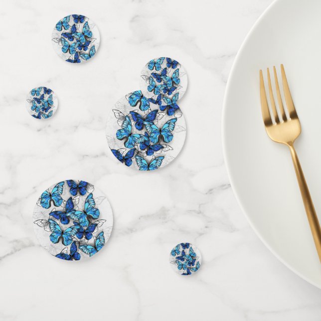 Composition of White and Blue Butterflies Confetti (Group)