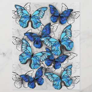 Composition of White and Blue Butterflies Custom Letterhead