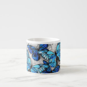 Composition of White and Blue Butterflies Espresso Cup