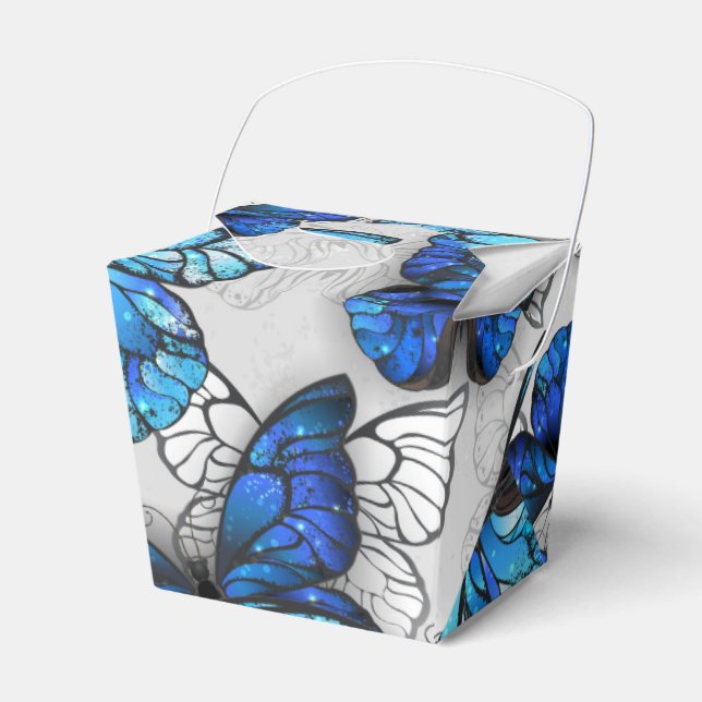 Composition of White and Blue Butterflies Favour Box (Front Side)