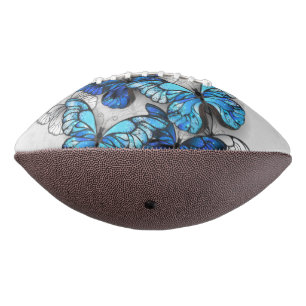 Composition of White and Blue Butterflies Football