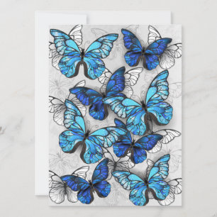 Composition of White and Blue Butterflies Holiday Card