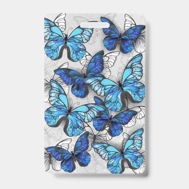Composition of White and Blue Butterflies ID Badge (Front)
