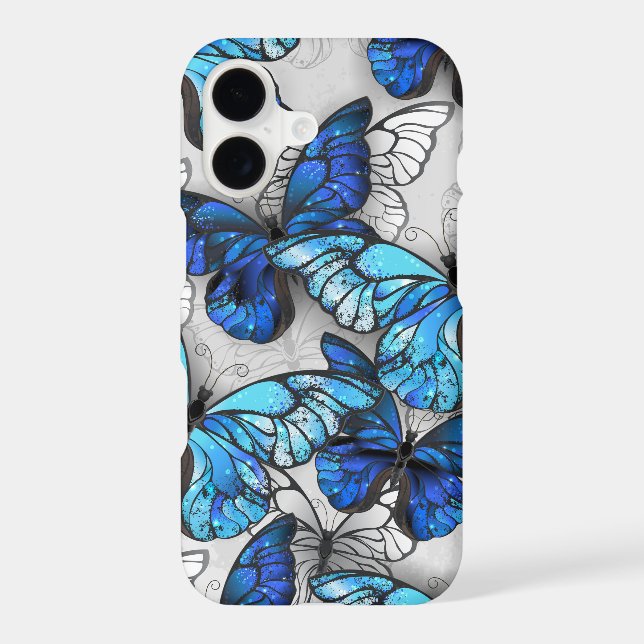 Composition of White and Blue Butterflies iPhone Case (Back)