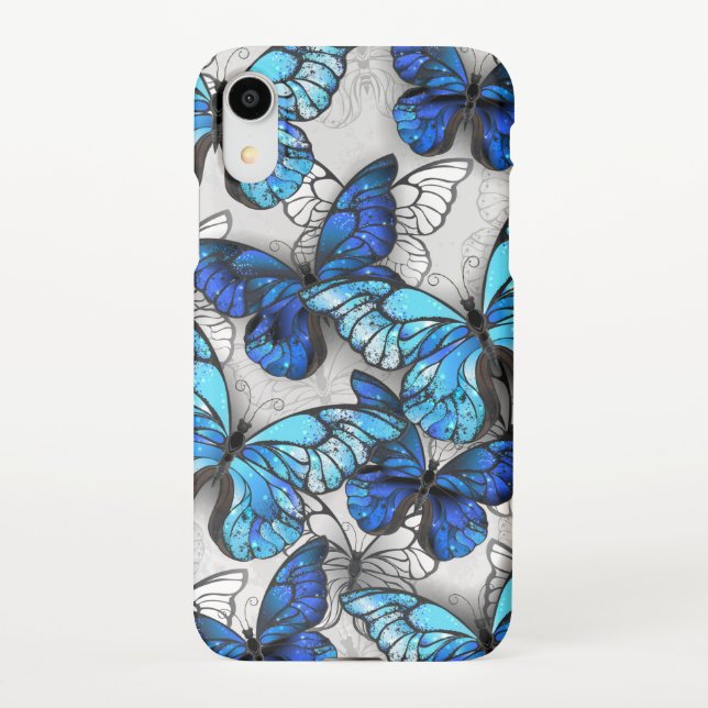 Composition of White and Blue Butterflies iPhone Case (Back)