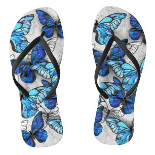 Composition of White and Blue Butterflies Jandals