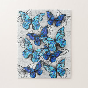 Composition of White and Blue Butterflies Jigsaw Puzzle