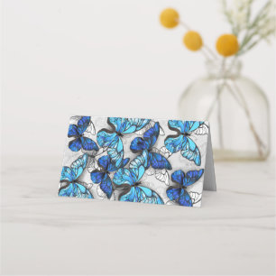 Composition of White and Blue Butterflies Loyalty Card