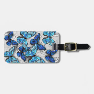 Composition of White and Blue Butterflies Luggage Tag