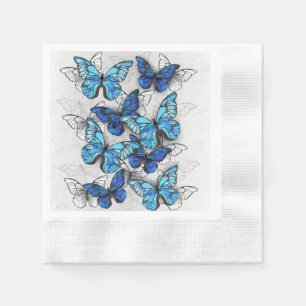 Composition of White and Blue Butterflies Napkin