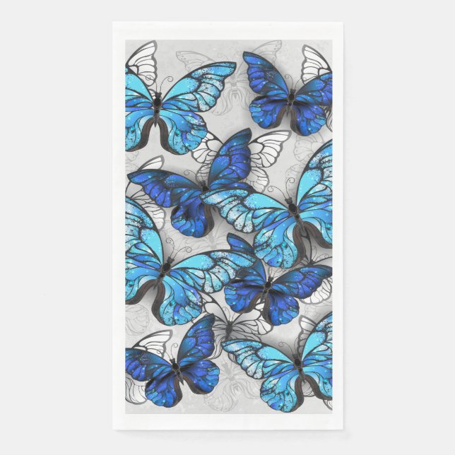Composition of White and Blue Butterflies Napkin (Front)