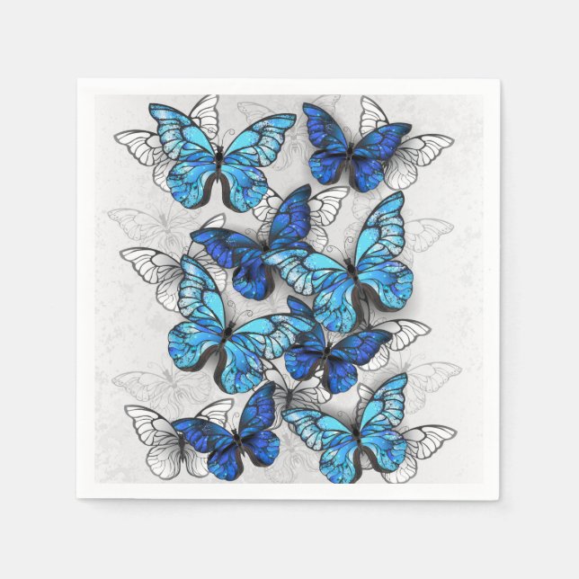 Composition of White and Blue Butterflies Napkin (Front)