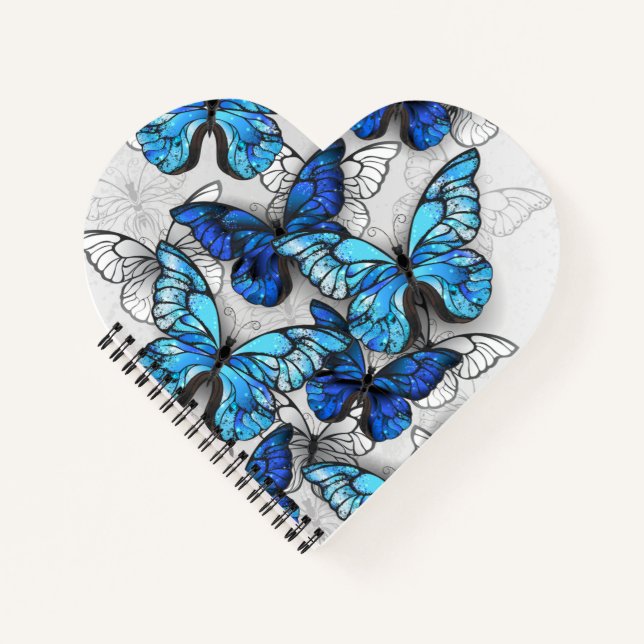 Composition of White and Blue Butterflies Notebook (Front)