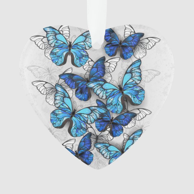 Composition of White and Blue Butterflies Ornament (Front)