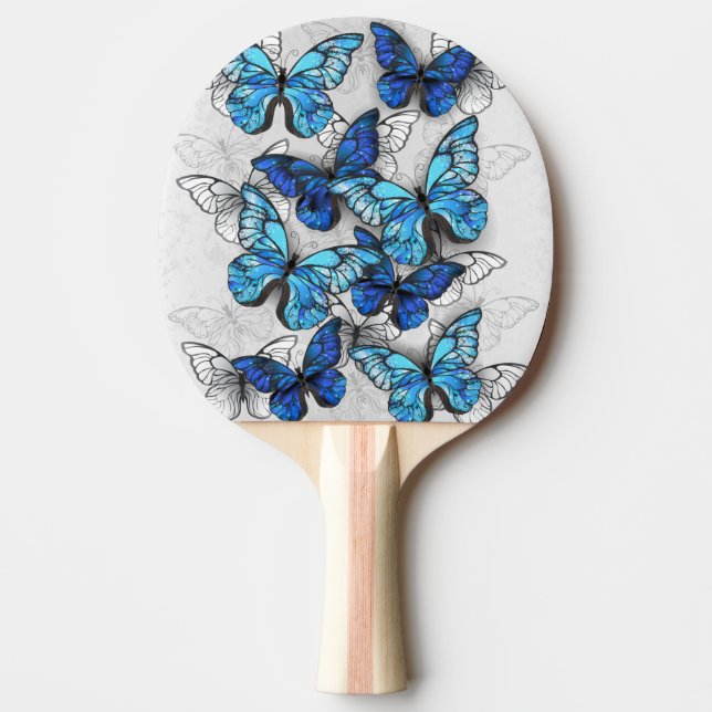 Composition of White and Blue Butterflies Ping Pong Paddle (Front)