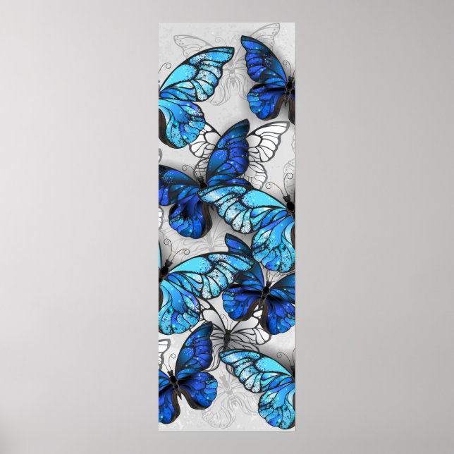 Composition of White and Blue Butterflies Poster (Front)