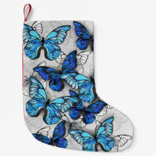 Composition of White and Blue Butterflies Small Christmas Stocking