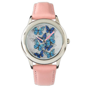 Composition of White and Blue Butterflies Watch