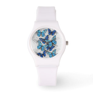 Composition of White and Blue Butterflies Watch