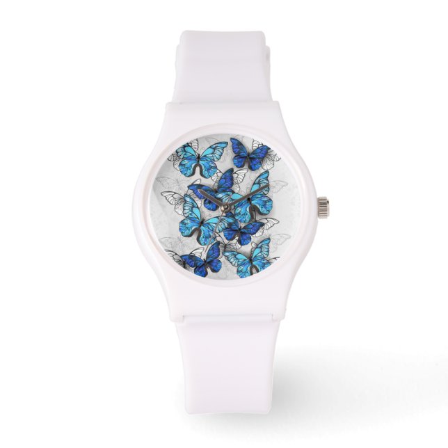 Composition of White and Blue Butterflies Watch (Front)