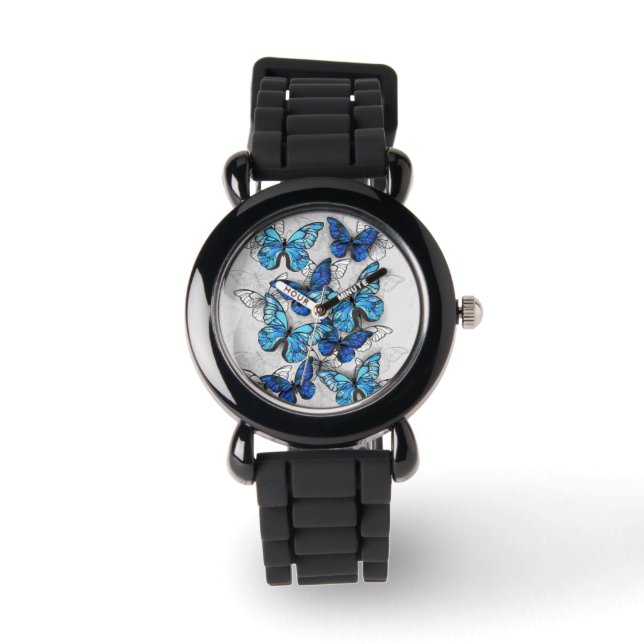 Composition of White and Blue Butterflies Watch (Front)