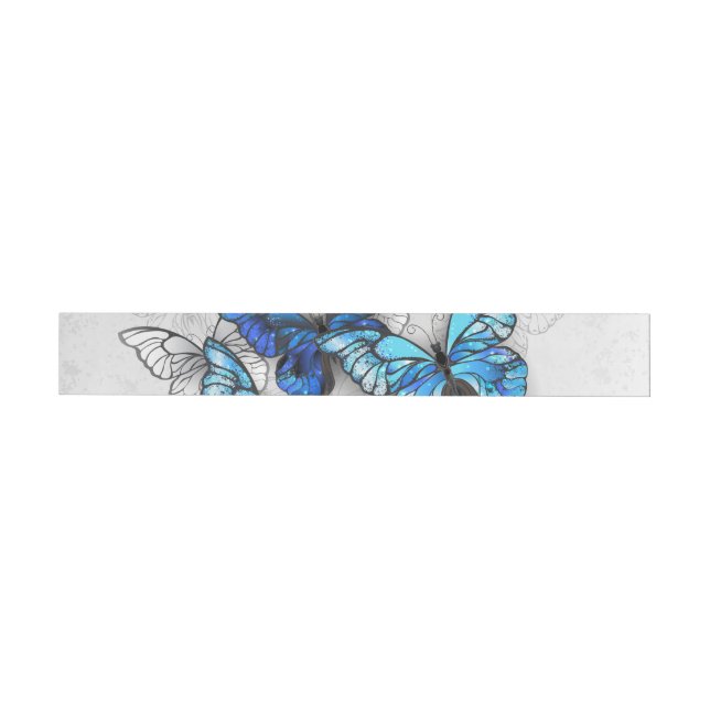 Composition of White and Blue Butterflies Wrap Around Label (Individual)